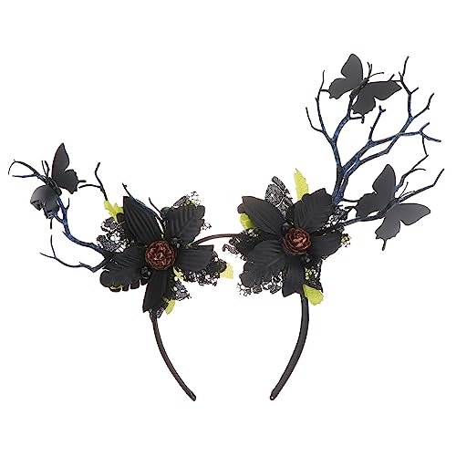 HAPINARY Geweih Kopfschmuck Haarreifen Halloween Wald Blätter Stirnband Prop Hirsch Geweih-haarband von HAPINARY