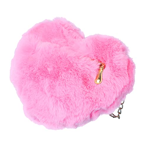 HAPINARY Herzförmige Umhängetasche Für Damen Plüsch Pfirsich Mit Kette Tasche Stilvolle Damen-umhängetasche Tragbar Für Alltag Reisen Shopping von HAPINARY