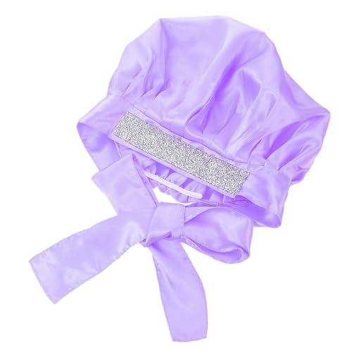 HAPINARY 1stk Paillettenbesetzte Duschhaube Chemo-mütze Nachtmütze Aus Seide Für Die Haare Rutschfeste Schlafmütze Duschhauben Für Damen Loser Haarhut Satinmaterial (polyesterfaser) Violet von HAPINARY
