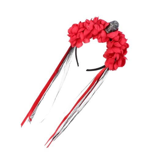 HAPINARY 1stk Stirnband Aus Künstlichen Blumen Make-up-haarband Halloween-haare Tag Der Toten Blumenkopfschmuck Blumenstirnbänder Für Damen Blumendekorationen Haargummi Haarschmuck Rosen von HAPINARY