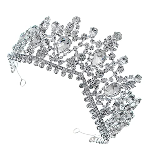 HAPINARY 1stk Strass-krone Brauthochzeit Kopfbedeckungen Für Die Braut Perlenkrone Frauenkrone Barocker König Accessoires Für Hochzeitskleider Prinzessin Diademe Rote Tiara Silver Legierung von HAPINARY