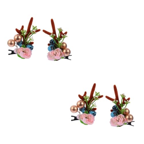 HAPINARY 2paare Blumen-haarspangen Für Weihnachten Rentier-haarclips Mit Dekorativen Blumen Haarschmuck Für Festlichkeiten Und Alltagslooks Für Mädchen Und Frauen von HAPINARY