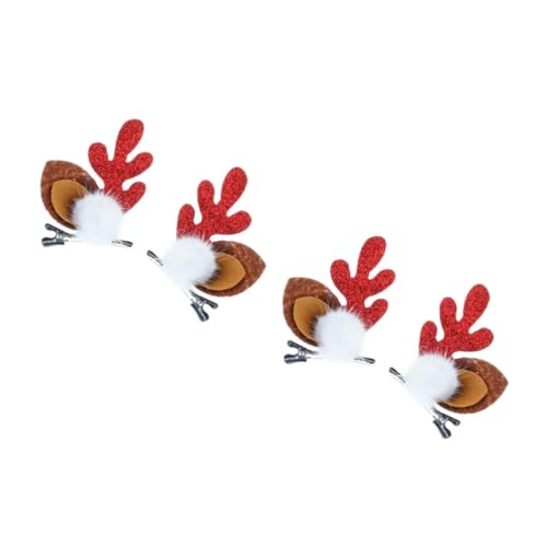 HAPINARY 2 Paare Weihnachtliche Haarspangen mit Rentiergeweih Langlebige Party Kopfbedeckung für Damen Geeignet für Weihnachtsfeier Kostüm Fotografie und von HAPINARY