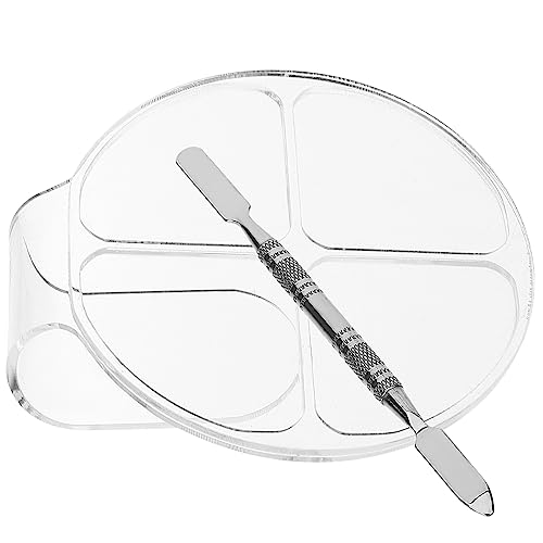 HAPINARY 2 Sätze Chassis aus Acrylpulver Make-up-Organizer Make-up-Mischtablett Cremes Make-up-Kits Liner schminkpalette make-up palettes Make-up-Palettenspatel Farbmischplatten Transparent von HAPINARY