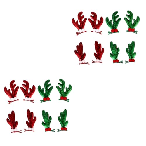 HAPINARY 2 Sets Haarspangen Für Mädchen Weihnachtliches Geweih-design Pailletten-haarnadel Für Partys Stoffverarbeitung Mehrfarbige Optionen 8 Stück X 2 von HAPINARY