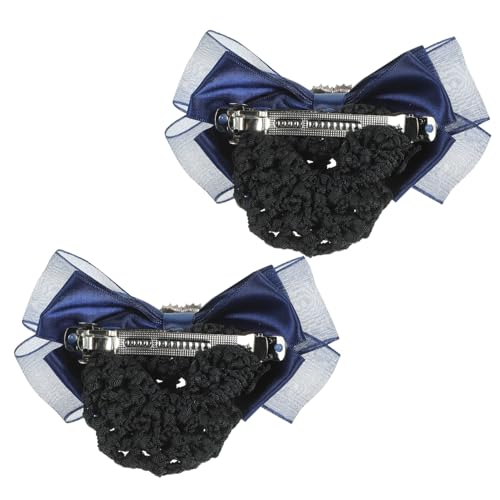 HAPINARY 2 Stck. Haarnetz mit Schleifen Haarspange für Damen Haarnetz Dutt Clip Eleganter Haarschmuck für Krankenschwestern Servicepersonal und Alltag Einfach zu Befestigen Blau von HAPINARY