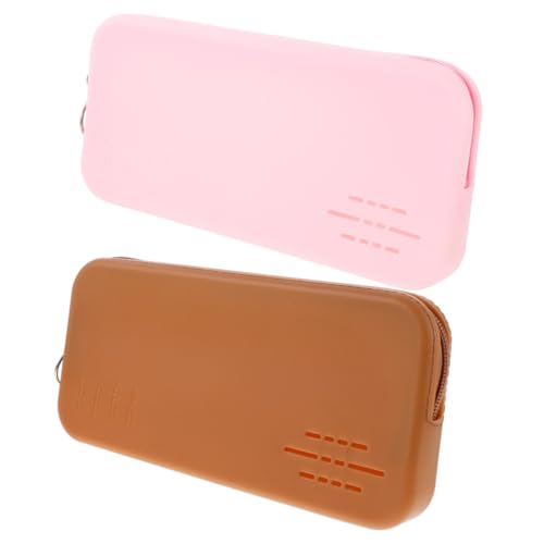 HAPINARY 2 Stck. Teiliges Silikon Kosmetiktasche Tragbare Make Up Pinsel Aufbewahrung mit Reißverschluss Vielseitige Schminktasche für Reisen Business Camping Organizer für Damen in Braun von HAPINARY