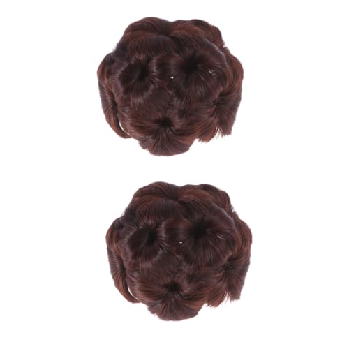 HAPINARY 2stücke Blüten-design Haarknoten Clip Für Damen Synthetische Haar-updo Haarspange Dunkelbraun Für Voluminöse Hochsteckfrisuren Und Besondere Anlässe von HAPINARY