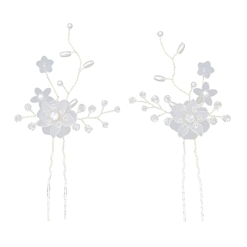 HAPINARY 2 Stück Acrylblumen-haarspangen U-form Hochzeit Vintage Perlen Strass-accessoires Damen Mädchen Schmuck HAPINARY 2 Stück Acrylblumen-haarspangen U-form Hochzeit Vintage Perlen Strass-accessoires Damen Mädchen Schmuck von HAPINARY
