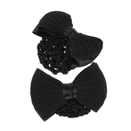 HAPINARY 2 Stück Bogenhaarnetzkopfschmuck haarschmuck Haarspangenbrötchenabdeckung Haarzubehör Frauen Haarknoten Netz Haarnetz-Schlauch Haarknotenklammern für Frauen Stoff Schwarz von HAPINARY