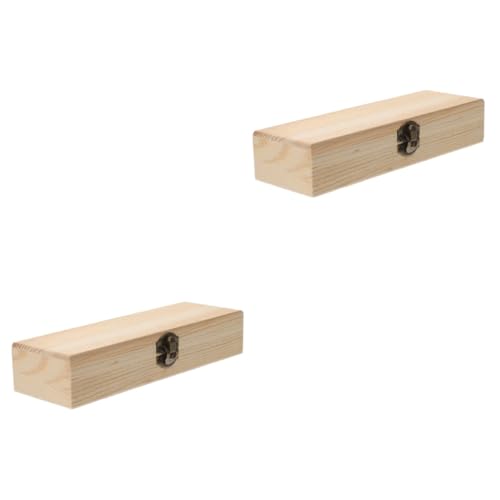 HAPINARY 2 Stück Box Aus Holz Federmäppchen Große Kapazität Aufbewahrungsbox Mit Griffen Für Jungen Und Zubehör Und Büromaterial von HAPINARY