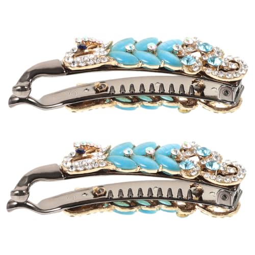HAPINARY 2 Stück Elegante Bananen Haarspangen mit Funkelnden Strasssteinen Robuste Haarklammern für Damen Stilvolle Pferdeschwanz Halter Feine Verarbeitung Modisches Haar Accessoire von HAPINARY
