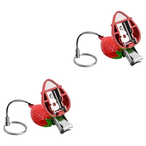 HAPINARY 2 Stück Erdbeer Nagelschere, Faltbarer Nagelknipser, Schlüsselanhänger Nagelknipser, Süßer Nagelknipser, Entzückender Nagelknipser, Reise Nagelknipser, Nagelknipser Für Kinder, von HAPINARY