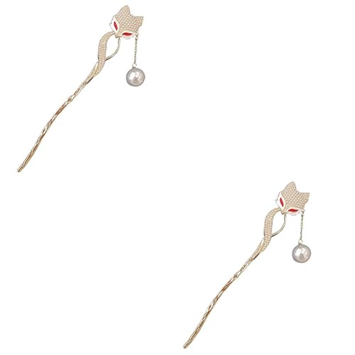 HAPINARY 2 Stück Fuchs Haarnadel, Mädchen Haarstab, Retro Haarstäbe, Damen Haargabel, Dekorativer Haarstab, Haarnadel Für Damen, Metall Haargabel, Für, von HAPINARY