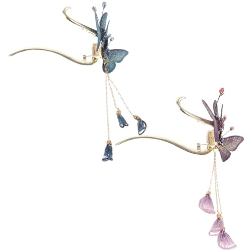 HAPINARY 2stücke Schmetterling Haarspange Metall Haarclip Für Damen Schmetterlings-haarschmuck Mit Quaste Für Dickes Haar Haarstyling-accessoire von HAPINARY