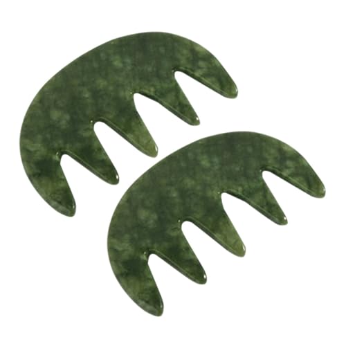 HAPINARY 2 Stück Jade Massagekamm Breitzahn Kopfhautmassagegerät Gua Sha Kamm für Frauen Multifunktionaler Kamm mit Gua Sha Funktion zur Entspannung und Haarbehandlung Reise accessoire von HAPINARY