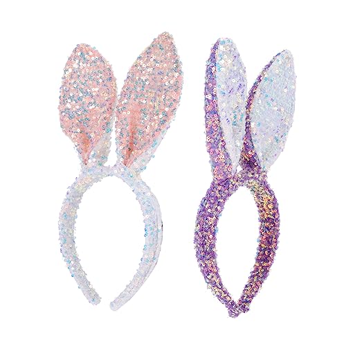 HAPINARY 2stücke Glitzernde Hasenohren Haarreif Für Mädchen Kopfbedeckung Für Ostern Und Cosplay Weicher Und Bequemer Haarschmuck Weiß Und von HAPINARY