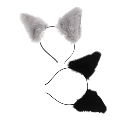 HAPINARY 2 Stück Plüsch Katzenohren Haarreif mit Flexibler Größe Weiches Furry Stirnband Verstellbarer Kopfschmuck für Halloween Party Cosplay und Kostümspaß von HAPINARY