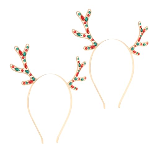 HAPINARY 2 Stück Realistisches Rentier-haarreif mit Funkelnden Strass-akzenten Ergonomisches Metall-stirnband Bequemer Sitz Robustes Design für Weihnachten Themenpartys und Festliches von HAPINARY