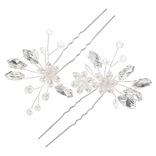 HAPINARY 2 Stück Rhinestone Haarspangen Set Brautschmuck mit und Perlen Haarnadeln für Braut Brautjungfern und Blumenmädchen Festlicher Haarschmuck für Hochzeit und Besondere Anlässe von HAPINARY