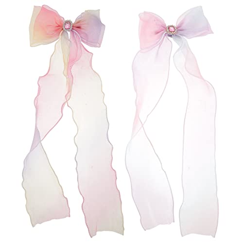 HAPINARY 2 Stück Schleifen Haarspangen für Mädchen Elegante Ribbon Bowknot Clips in Zartem Rosa und Gelb Komfortable Haarschmuck accessoires für Partys Geburtstage und Alltag von HAPINARY