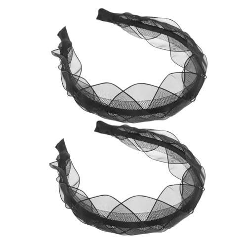 HAPINARY 2 Stück Schwarze Netz Haarbänder für Damen Stylisches Kopfschmuck Accessoire mit Geflochtenem Blüten Design für Kostümpartys Vintage Mode und Jahre Events von HAPINARY