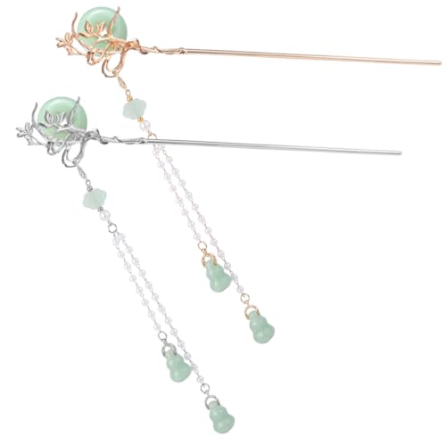 HAPINARY 2 Stück Teiliges Chinesische Haarstäbchen mit Quaste Antiker Stil Vintage Haarnadel für Duttfrisuren Hanfu Kopfschmuck Gold Silberfarbene Klassische Haarschmuck Damen von HAPINARY