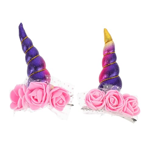 HAPINARY 2 Stück Teiliges Einhorn Haarspangen Haarschmuck Bunte Cartoon Haarklammern für Mädchen Party Halloween Dekoration von HAPINARY