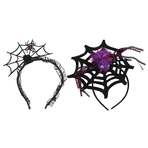 HAPINARY 2 Stück Teiliges Halloween Haarreif mit Großem Spinnennetz und Spinne Einzigartiges Kopfschmuck Accessoire für Kostüme Party Bühne Cosplay in und Schwarz von HAPINARY