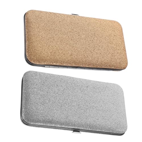 HAPINARY 2 Stück Teiliges Pinzetten Organizer Wimpernverlängerung Schützende Aufbewahrungsbox für Wimpern pinzette Stilvolles Design in Gold und Silber für Zuhause und Reise Makeup Tool von HAPINARY