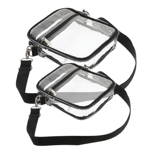 HAPINARY 2 Stück Transparente Crossbody Tasche PVC Verstellbar Unisex Klare Umhängetasche mit Reißverschluss Stadion Zugelassen Konzert Geeignet Kleine und Große Schultertasche von HAPINARY