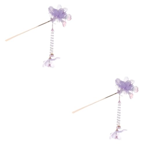 HAPINARY 2 Stück Vintage Haarnadel Blumenquasten Haarnadelstab Hanfu Haarschmuck Quaste Haarnadel Baumelnde Haarstäbe Retro Haarschmuck Essstäbchen Haarnadeln Frauen Haarstab Retro von HAPINARY