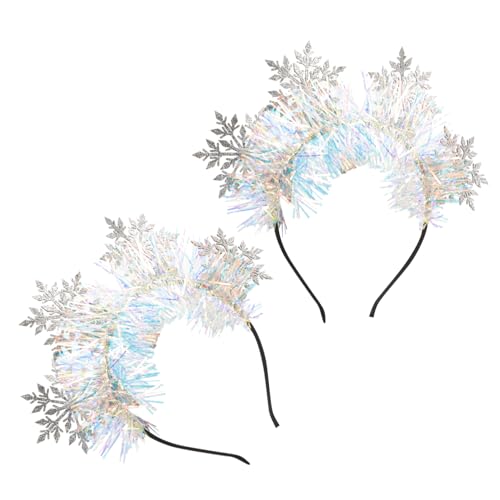 HAPINARY 2 Stück Weihnachtlicher Schneeflocken Haarreif Festliches Party Haarband Komfortabel Langlebig Design für Festliche Anlässe und Vielseitige Frisuren von HAPINARY