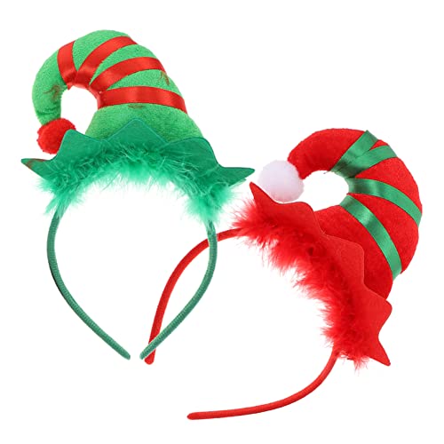 HAPINARY 2 Stück Weihnachts Haarreifen mit Glöckchen und Federn Lustige Elfenmütze für Festlichkeiten und Partys für Weihnachten und Karneval von HAPINARY