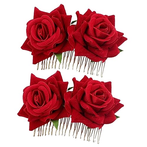 HAPINARY 2stücke Rose Blume Haar Kämme Hochzeit Schmuck Seitlicher Kamm Für Braut Frisuren von HAPINARY