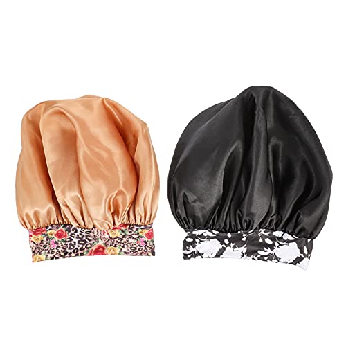 HAPINARY 2er Packung Satin Haarpflegehauben Elastische Schlafhauben Für Damen Bequeme Nachtschlafmützen von HAPINARY