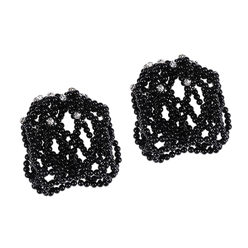 HAPINARY 2 Stücke Elegante Häkeln Haarnetz Elastische Haarband Dutt Abdeckung Für Frauen Design Schwarz von HAPINARY