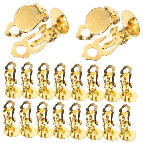 HAPINARY 20 Stück Teiliges Runde Ohrclips in Gold Flache Ohrstecker Verschluss Converter Schmerzfreie Clip Ohrringe für Durchbohrte Ohren DIY Schmuckherstellung von HAPINARY