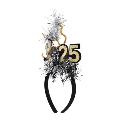 HAPINARY Frohes Neues Jahr Stirnband 2025 Party Haar Hoop Uhr Thema Für Silvester Zubehör von HAPINARY