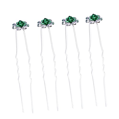 HAPINARY Haarnadel mit Rosenmotiv Blumenmuster für Frauen Bräute Brautjungfern Hochzeit Haar-Accessoires U-förmige Hochsteckfrisur Haarstäbchen Grün 20 Stück von HAPINARY