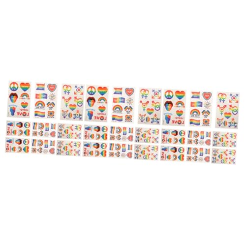 HAPINARY 27 Blatt Regenbogen Tattoos Temporäre Aufkleber für Pride Feiern Gesichtstattoos Partys und Festlichkeiten Leicht Anzubringen und Abzunehmen von HAPINARY