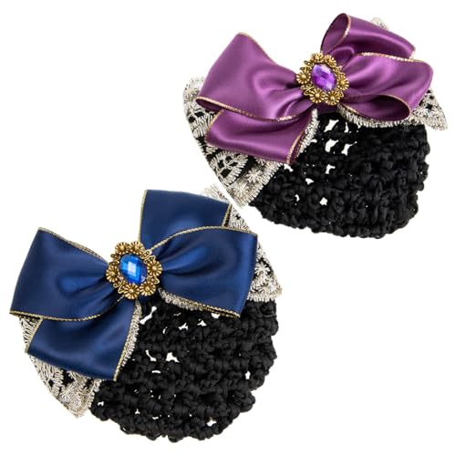 HAPINARY Einfaches Design Haarnetz Clip Für Frauen 2 Stück Haar Dutt Bowknot Cover Look Dutt Haarnetz Netz von HAPINARY