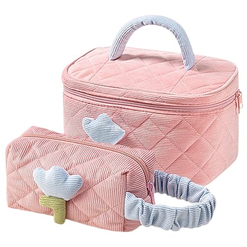 HAPINARY 2St Kosmetiktasche aus Cord Toilettenartikel Reisetasche süßer Make-up-Organizer für Aufbewahrungstasche reisetaschen rosa Organizer -Kosmetiktasche Make-up-Taschen-Organizer von HAPINARY