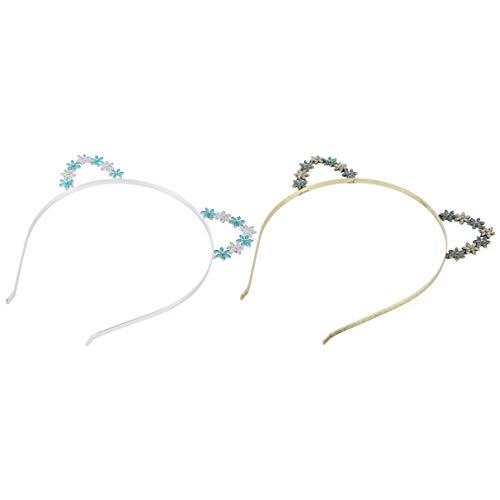 HAPINARY 2stücke Katzenohren Haarreif Mit Blumen-design Alloy Stirnband Für Mädchen Für Kostümpartys Festivals Halloween Und Kreative Anlässe von HAPINARY