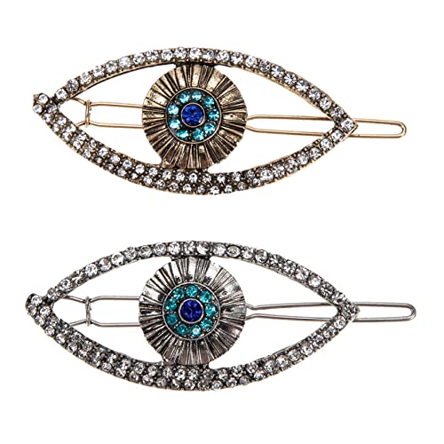 HAPINARY 2stücke Teiliges Retro Haarklammern Mit Strasssteinen Türkisches Auge Haarspange Für Damen Vintage Haarschmuck Antikgold Und Antiksilber Perfektes Haaraccessoire Für Elegante von HAPINARY