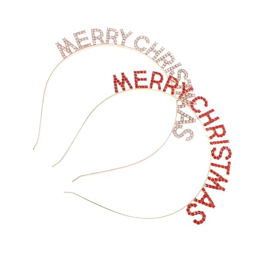 HAPINARY 2stücke Merry Christmas Wasserstein Haarreifen Elegante Glitzer-stirnbänder Für Festlichkeiten Cosplay Und Täglichen Gebrauch Und Roségold von HAPINARY