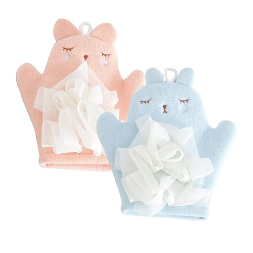 HAPINARY 2 Stück Kinder Badehandschuhe Mit Blumenmotiv Badetücher Badeutensilien Wasseraufnehmend von HAPINARY