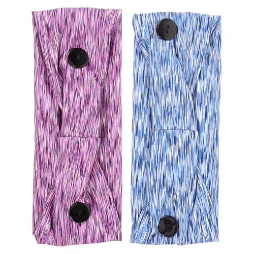 HAPINARY 2stücke Druckmuster Yoga Stirnband Elastisches Breites Sport Kopftuch Atmungsaktives Haarschweißband Bunt Schwarz-rosa von HAPINARY