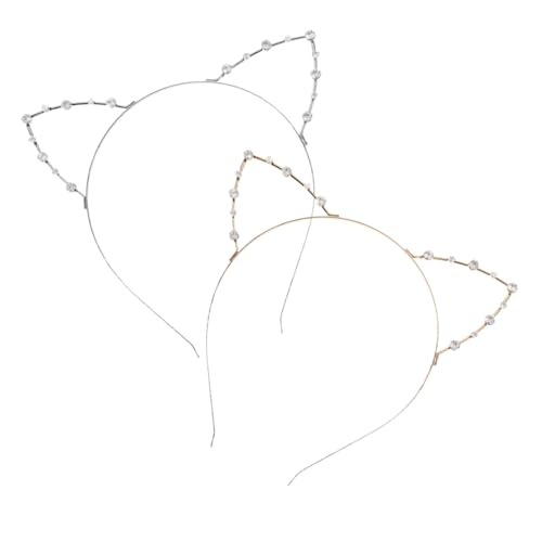 HAPINARY 2stücke Katzenohren Haarreif Mit Strasssteinen Für Cosplay Und Partys Eleganter Haarschmuck Für Damen Goldene Und Silberne Varianten Stilvolles Kostümzubehör von HAPINARY