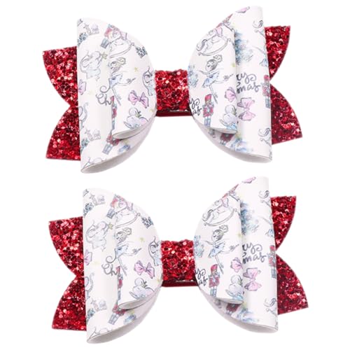 HAPINARY 2er Satz Weihnachts-haarspangen Mit Schleifen-design Glitzer-verzierung Für Kinder Haarschmuck Kopfschmuck von HAPINARY
